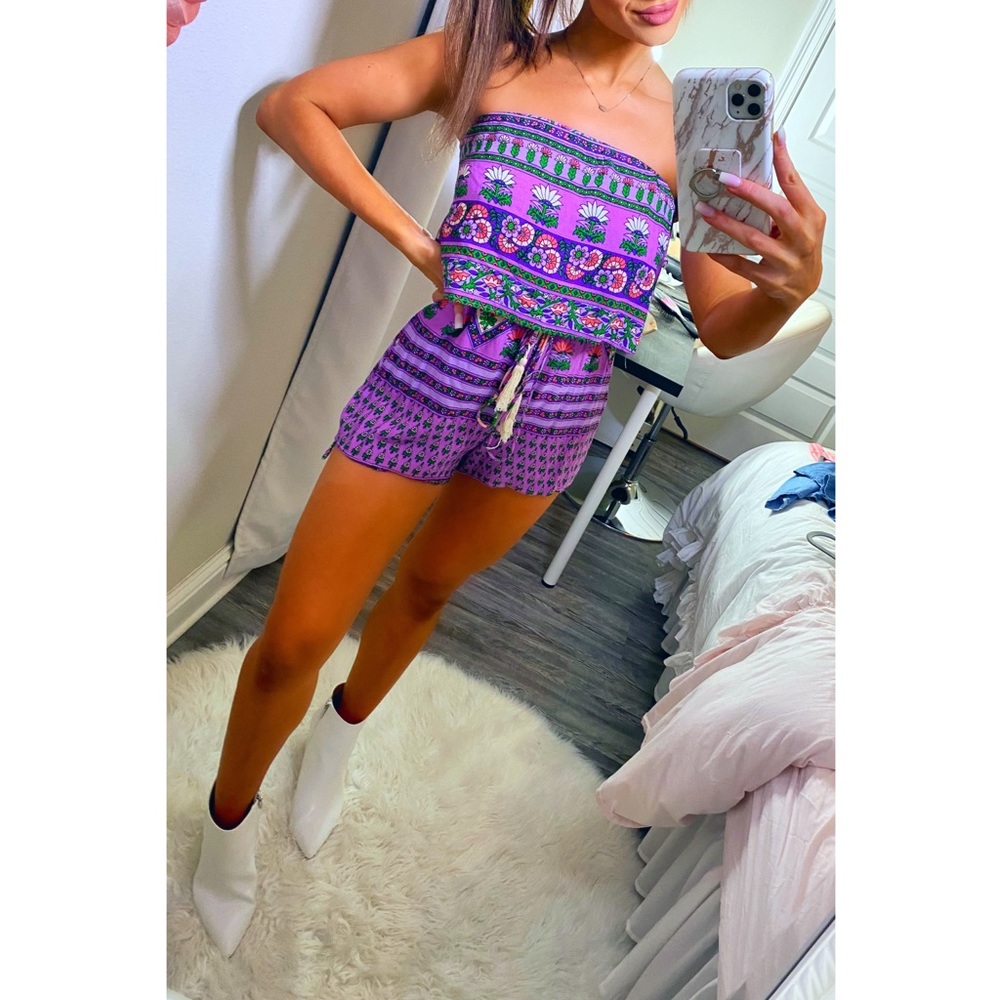 Purple Printed Romper